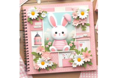 Kid scrapbook with pink bunny