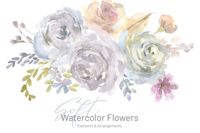 Pale Soft Watercolor Flowers Png