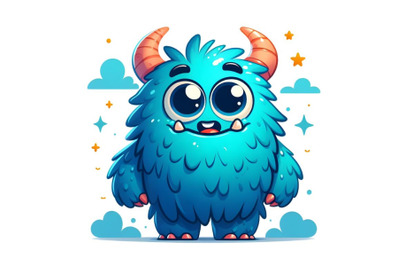 a cute friendly furry blue monster