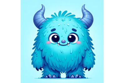 a cute friendly furry blue monster