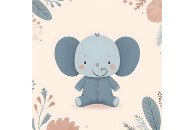 Baby elephant with floral background