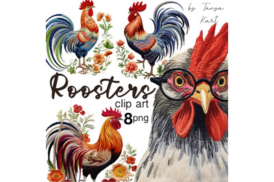 Farm Animals Clipart&2C; Roosters&2C; Birds PNG Designs