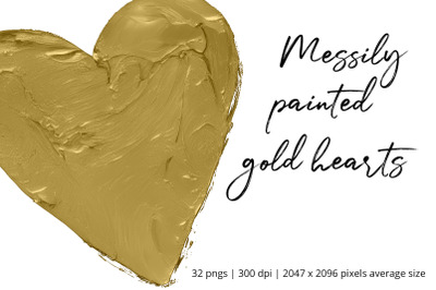 Messily Painted Gold Hearts