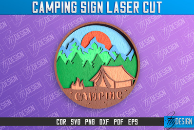 Camping Sign Laser Cut | 3D Sign Laser Cut Design | CNC Files