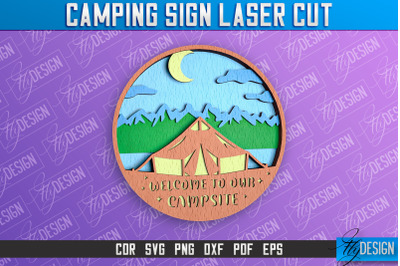 Camping Sign Laser Cut | 3D Sign Laser Cut Design | CNC Files