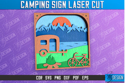 Camping Sign Laser Cut | 3D Sign Laser Cut Design | CNC Files