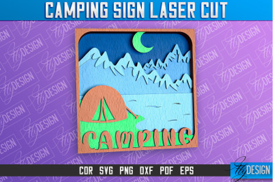 Camping Sign Laser Cut | 3D Sign Laser Cut Design | CNC Files