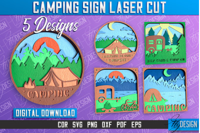 Camping Sign Laser Cut | 3D Sign Laser Cut Design | CNC Files