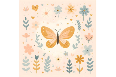 butterfly with floral background