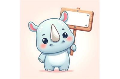 Cute Rhino holding up sign