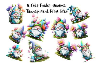 16 Cute Easter Gnomes PNG Clipart