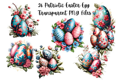 26 Patriotic Easter Eggs PNG Clipart
