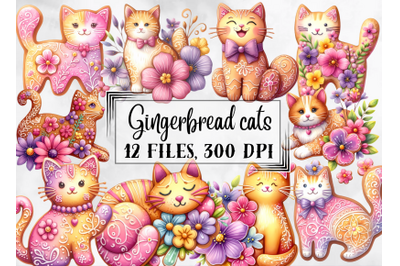 Gingerbread clipart, cat clipart, kitten clipart, gingerbread cat