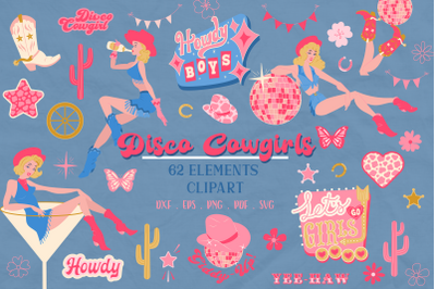 Disco Cowgirl SVG | Pink Western SVG | Pin-up Cowgirls SVG | Yeehaw Cl