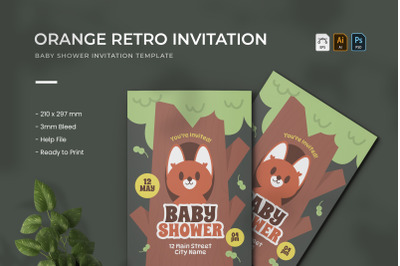 Orange Retro - Baby Shower Invitation
