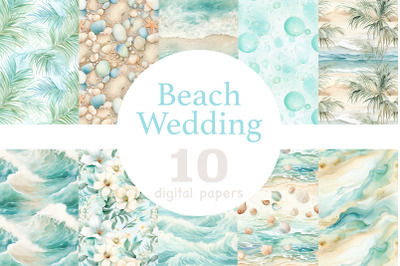 Beach Wedding Digital Papers | Summer Wedding Pattern
