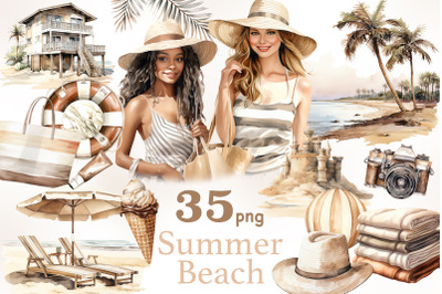 Summer Beach Clipart Bundle | Vacation Graphics Set