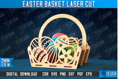 Easter Basket Laser Cut | Happy Easter Egg Basket | CNC File