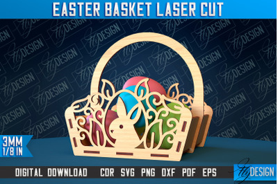 Easter Basket Laser Cut | Happy Easter Egg Basket | CNC File