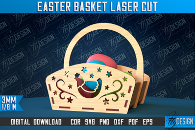 Easter Basket Laser Cut | Happy Easter Egg Basket | CNC File