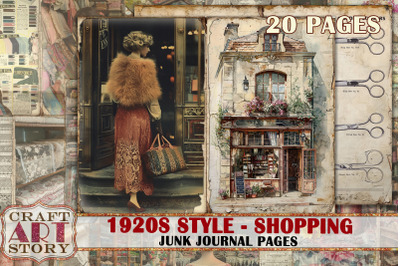 Vintage fashion Junk Journal Kit 1920s style sewing shopping