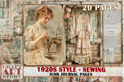 Vintage fashion Junk Journal Kit 1920s style sewing