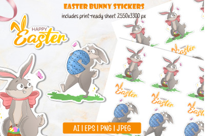 Funny Easter bunny stickers | Happy Easter PNG