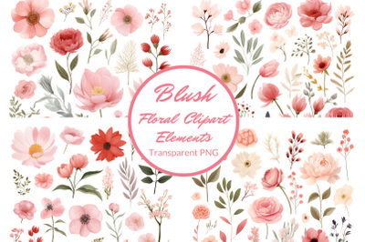 Blush Pink Floral Clipart Elements