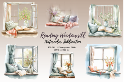 Reading Windowsill Booklover Sublimation Clipart