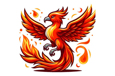 Phoenix Fire bird illustration and character