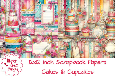 Cakes &amp;amp; Cupcakes 12x12 Digital Scrapbook Papers