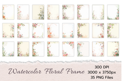 Watercolor Floral Frames Collection