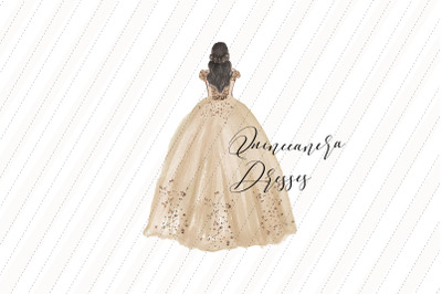 Elegant Champagne Princess Dresses Quinceanera Clipart, Party dresses