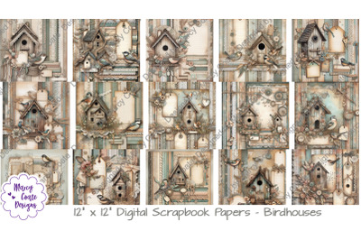Birdhouse 12x12 Digital Scrapbook Papers