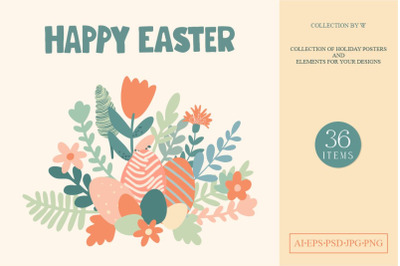 Happy Easter - set of editable cards