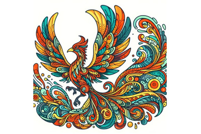 colorful Zentangle stylized phoenix