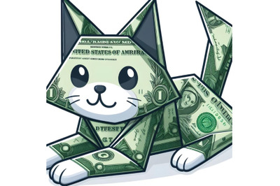 Cat origami made by dollar paper