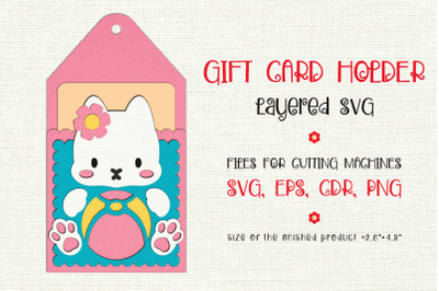 Cute Cat | Birthday Gift Card Holder | Paper Craft Template