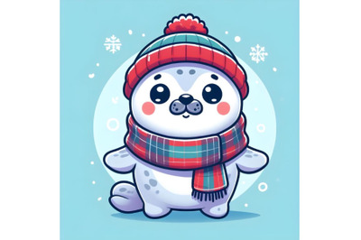 cute baby seal with scarf