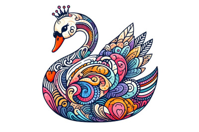 colorful Zentangle stylized swan