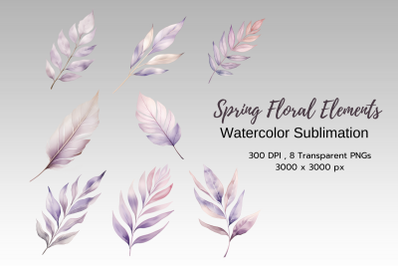 Spring Floral Watercolor Sublimation Clipart