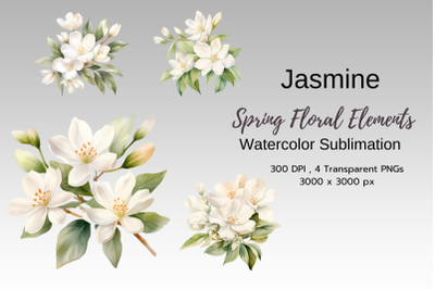 Spring Floral Watercolor Sublimation Clipart