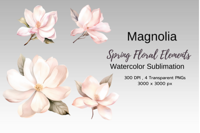 Spring Floral Watercolor Sublimation Clipart