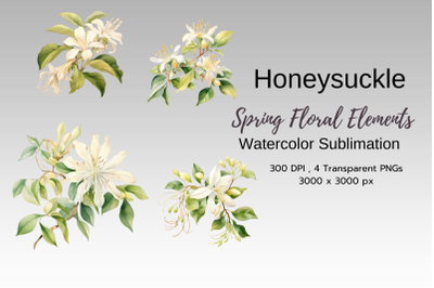 Spring Floral Watercolor Sublimation Clipart