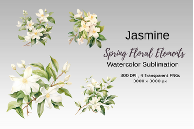 Spring Floral Watercolor Sublimation Clipart