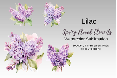 Spring Floral Watercolor Sublimation Clipart