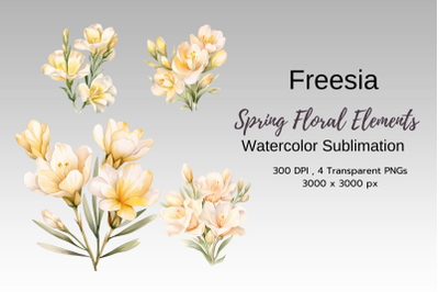 Spring Floral Watercolor Sublimation Clipart