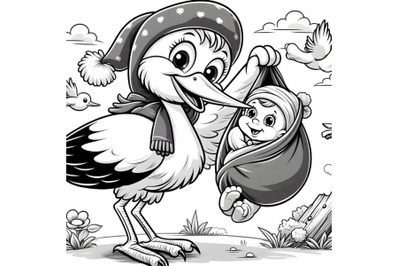 Stork bringing baby boy