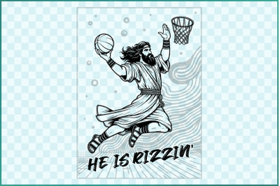 Funny He is Risen Easter Basketball PNG Sublimation Design