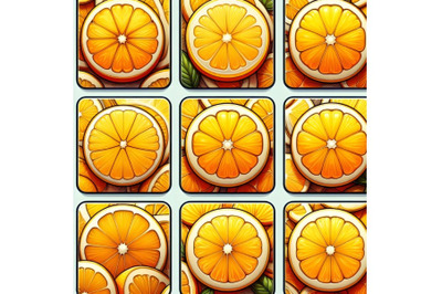 Lemons slices tile group closeup